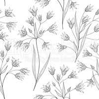 Floral seamless pattern. Flower branch engraved background.