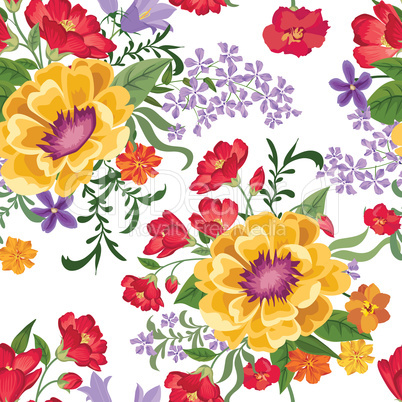 Floral seamless pattern. Flower background. Flourish garden