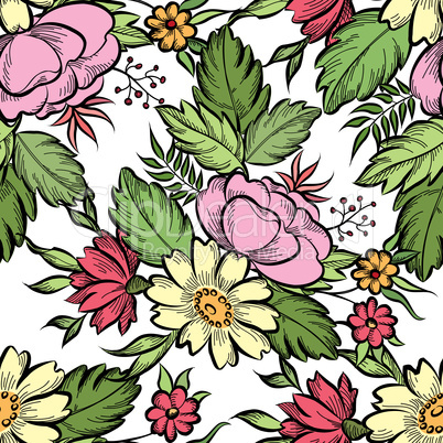 Floral seamless pattern. Flower background. Flourish garden