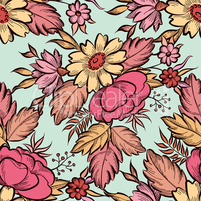 Floral seamless pattern. Flower background. Flourish garden