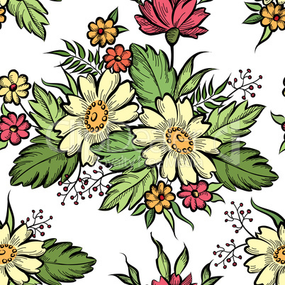 Floral seamless pattern. Flower background. Flourish garden