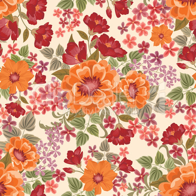 Floral seamless pattern. Flower bouquet background.