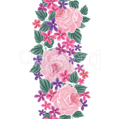 Floral seamless pattern. Flower border background. Floral tile s