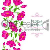 Floral seamless background. Flower bouquet border. Flourish card