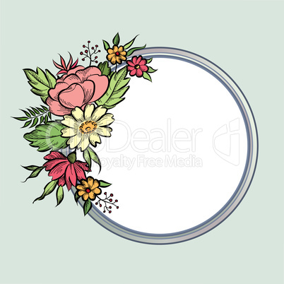 Floral background. Flower bouquet cover. Flourish greeting card