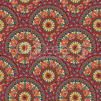 Abstract mosaic tile pattern. Oriental geometric circular ornament