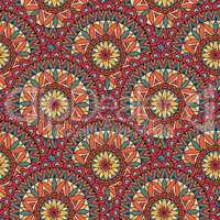 Abstract mosaic tile pattern. Oriental geometric circular ornament