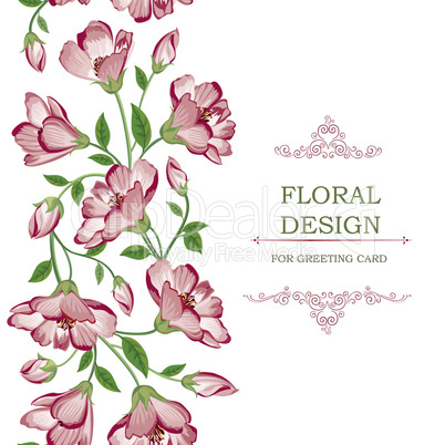 Floral seamless border garland pattern. Flower background.