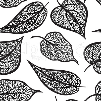 Floral pattern with leaves Nature seamless background. Fall decor