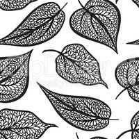 Floral pattern with leaves Nature seamless background. Fall decor