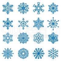 Snowflake set. Snow icons. Winter holiday sign. Christmas symbols