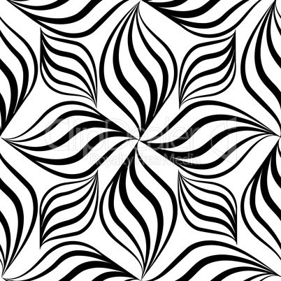 Abstact seamless pattern. Floral line swirl geometric ornament