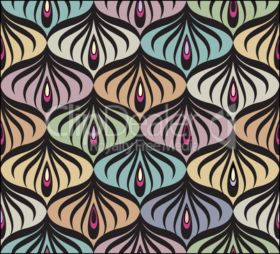 Abstract seamless pattern Floral oriental geometric line ornament