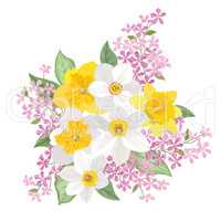 Flower bouquet. Floral frame. Flourish greeting card. Spring decor