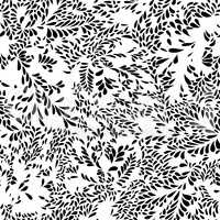 Abstract floral seamless pattern with leaves Swirl floral doodle texture. Ornamental wave plant background.