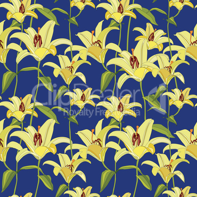 Floral seamless background. Flower lilies ornamental background