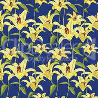Floral seamless background. Flower lilies ornamental background