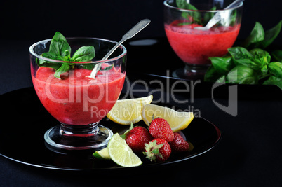 strawberry slushie with basil