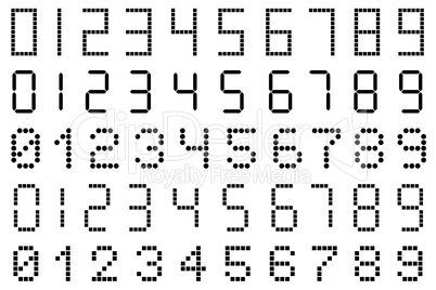 Set of different types of digital numbers