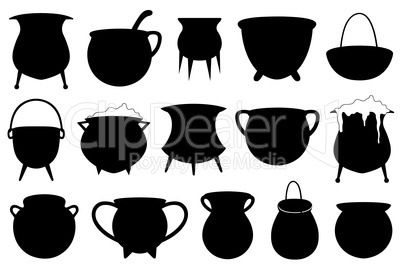 Set of different Halloween witches pots