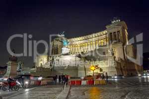 The National Monument to Victor Emmanuel II King of Italy shot at night in Rome
