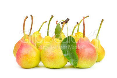 Ripe appetizing pears isolated on white background.