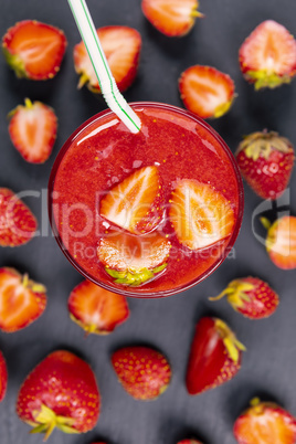 Strawberry in fresh smoothie