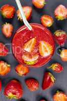 Strawberry in fresh smoothie