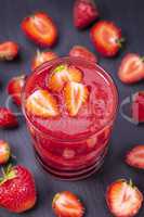 Strawberry in fresh smoothie