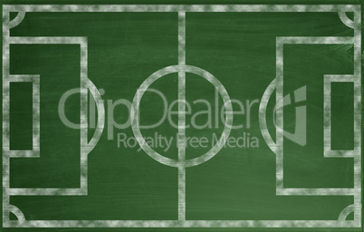Soccer field on blackboard or chalkboard