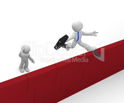 3d man jumping over the obstacle