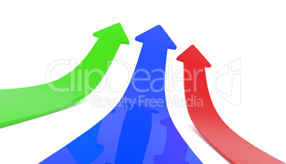 Colorful upswing arrows on white