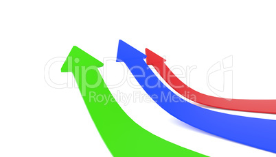 Colorful upswing arrows on white