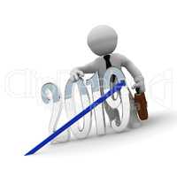 Small businessman with an upswing arrow
