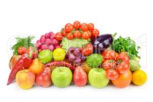 Fruits and vegetables isolated on a white background.