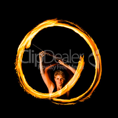 woman shows fire circle