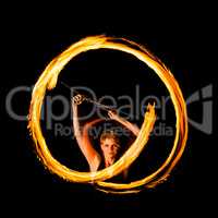 woman shows fire circle