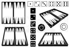 Set of different backgammon boards
