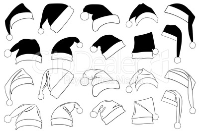 Illustration of different Christmas hats