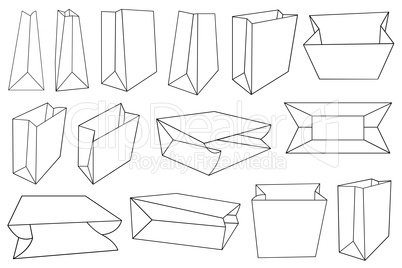 Illustration of different paper bags