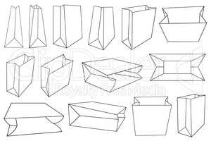 Illustration of different paper bags