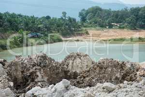 Tailing ponds close up