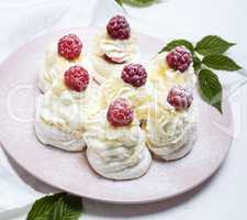 baked cakes made of egg white and whipped white cream