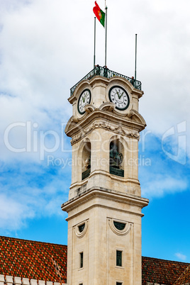 Clock tower of the University of Coimbra Portugal
