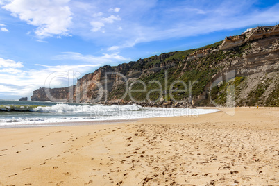 Sandy beach of Nazare in Portugal
