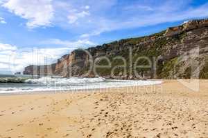 Sandy beach of Nazare in Portugal