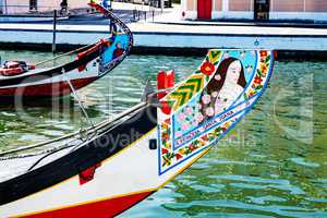 Painted boats on the canal of Aveiro