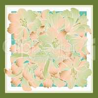 Floral pattern decor for silk tiussiue. Delicate color flower de