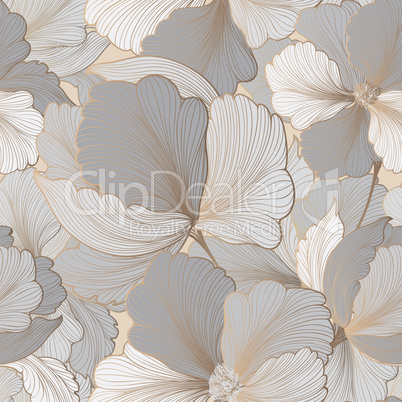 Floral seamless pattern. Flower background. Flourish garden text