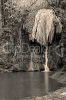 Marmore waterfall in black and white